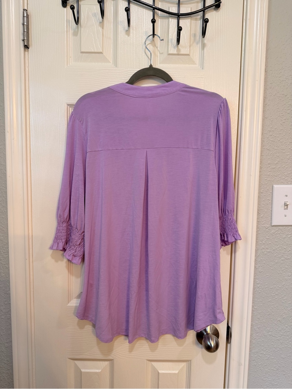 Light Purple Smocked-Sleeve Women's Top - Picture 3 of 3